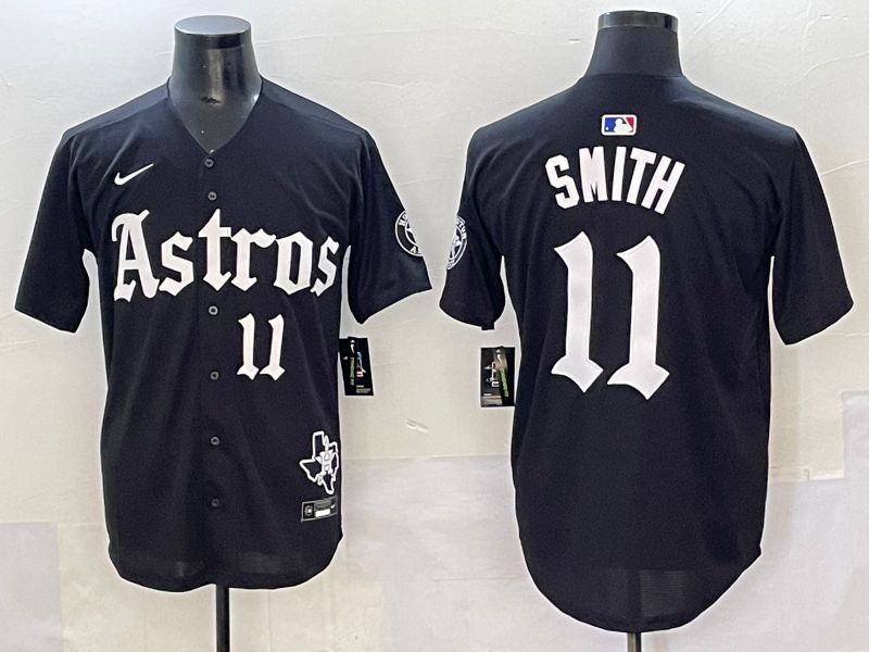 Men 2025 Houston Astros #11 Smith Black Five generations Joint Name Nike MLB Jersey style 41->houston astros->MLB Jersey